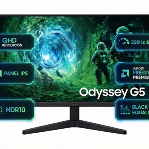 Monitor Gamer Samsung Odyssey G5 G53F 27" QHD IPS 200Hz 1ms FreeSync Premium